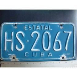 Cuba,License Plate,1970s HS 2067 blue - ORGINAL
