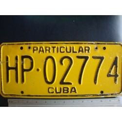 Cuba,License Plate,1980s HP 02774  yellow Particular - ORGINAL