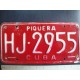 Cuba,License Plate,1980s red Piquera HJ 2955  - ORGINAL