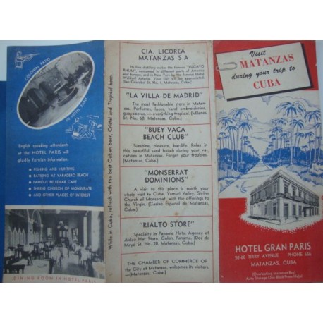 Travel brochure ,Visit Matanzas,Cuba 1950