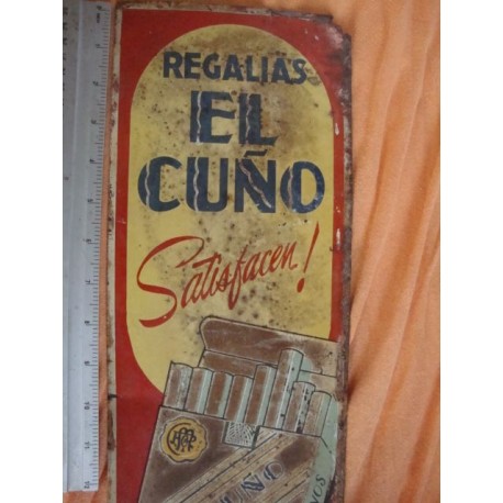 1950s Cuba Regalias El Cuno cigarette advertising sheet metal shield ,orginal