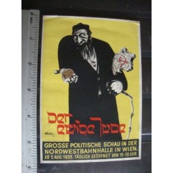 Anti-Semitic Exhibition Der Ewige Jude,caricature postcard stamped very rare,Vienna 1938