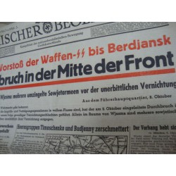 2 newspaper Völkischer Beobachter,Report Waffen SS + english Glorious aircraft carrier sunk