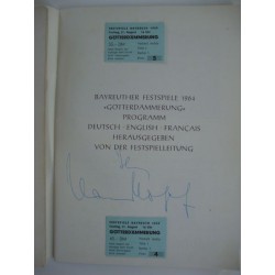 3 Program booklets Richard Wagner,Valkyrie The Ring of the Nibelung 1964 with 6 tickets and signatures: