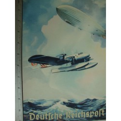 1940, ornamental  telegram of the empire post "Zeppelin and airplane Lufthansa",