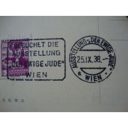 Postcard Vienna,visit the exhibition, the eternal jew 1938,special postmark