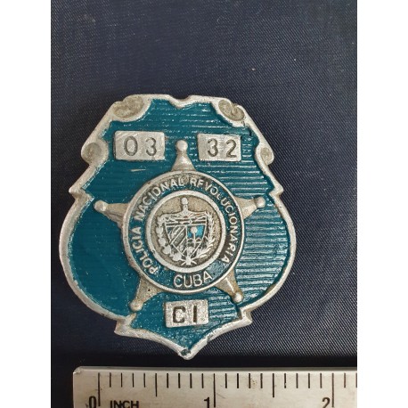 Police Badge,cuba PNR Policía Nacional Revolucionaria,blue green ,Cienfuegos 1970s