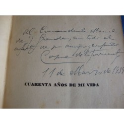 Cuarenta años de mi vida 1898-1938 - Historia de Cuba,Torriente, Cosme de la -Signature