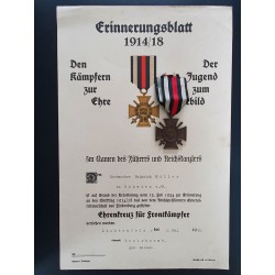 Cross of honor for front-line fighters with certificate,1935