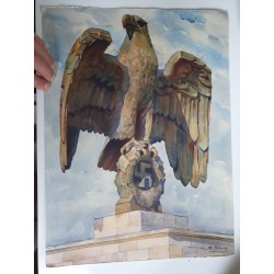 3 Poster Lithograph Print National eagle of the Luitpold Arena by Hans Boehme,app.1937
