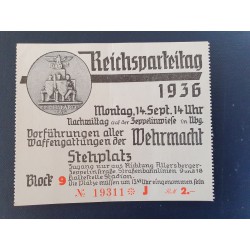 entrance card,Demonstrations of all branches of the Wehrmacht at the Reich Party Congress in 1936