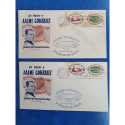Jaime Gonzalez. 4 FDC ,Cuba- First Flight Cienfuegos-Habana 1914 - 1955